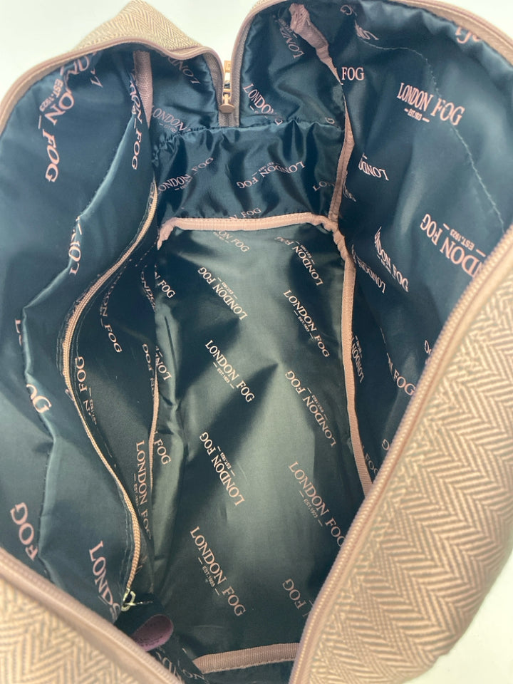London Fog Mauve Gray Chevron Duffle Bag