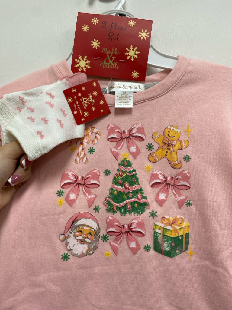 NWT SIZE 7/8 Pink Gray Christmas Girl&