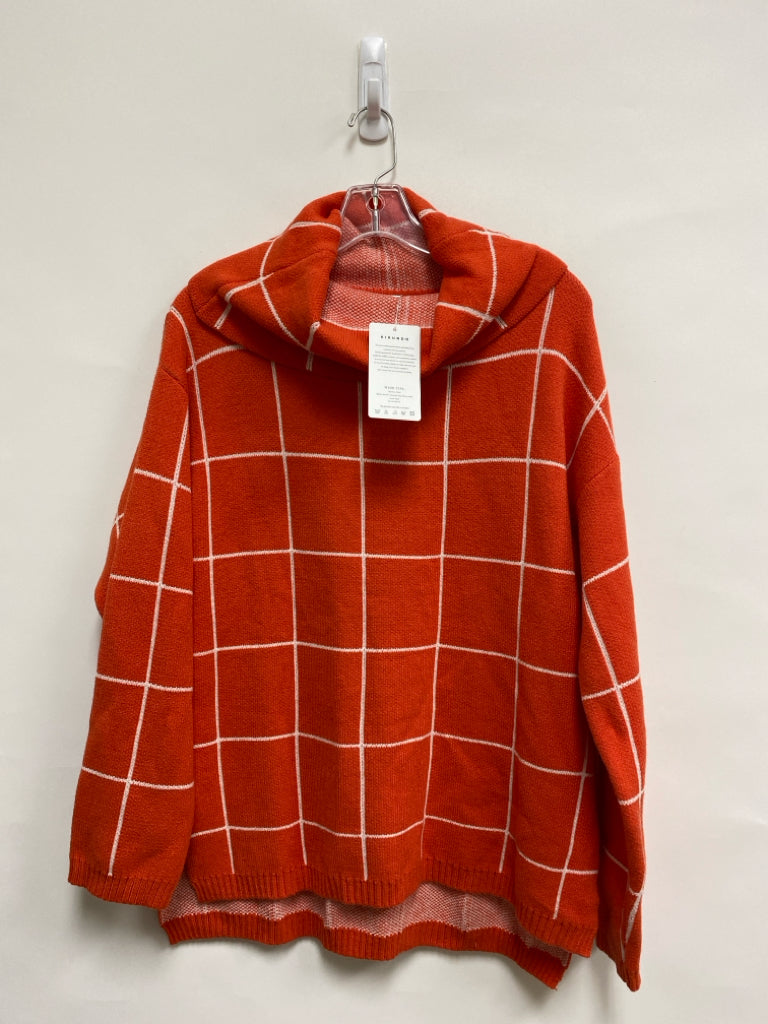 NWT Size L Orange White Windowpane Ladies Sweater