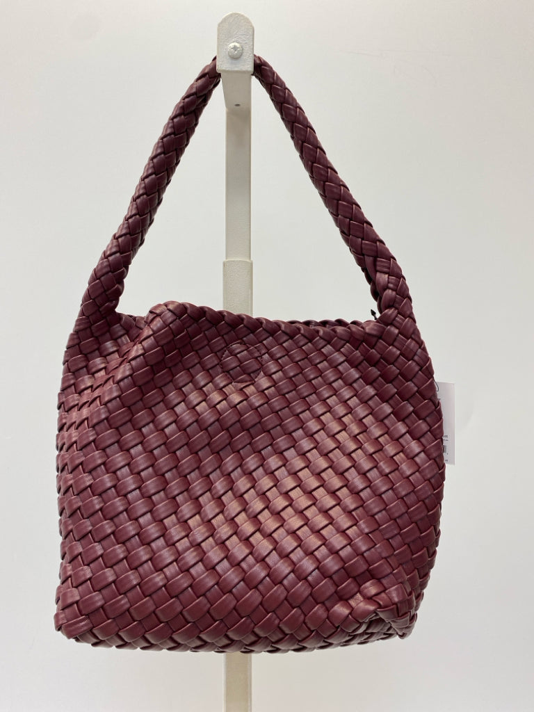 NWT Sonoma Burgundy Woven Vegan Leather Handbag