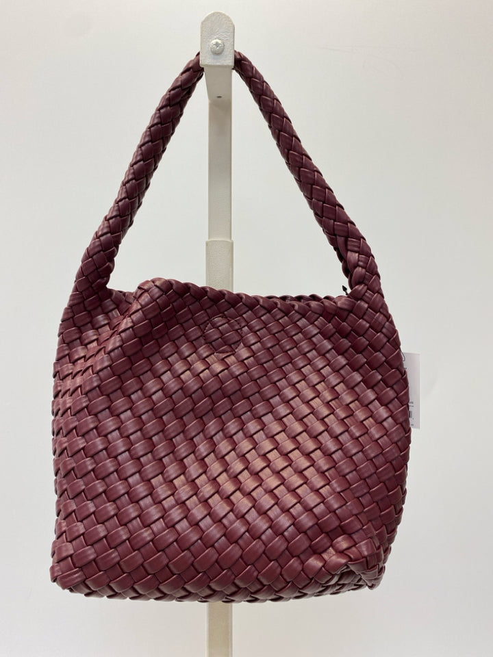 NWT Sonoma Burgundy Woven Vegan Leather Handbag