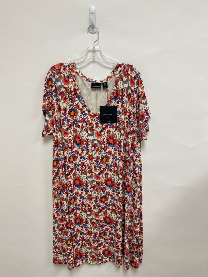 NWT Cynthia Rowley  SIZE  2X Cream Red/Blue Flowers Plus Size Dress