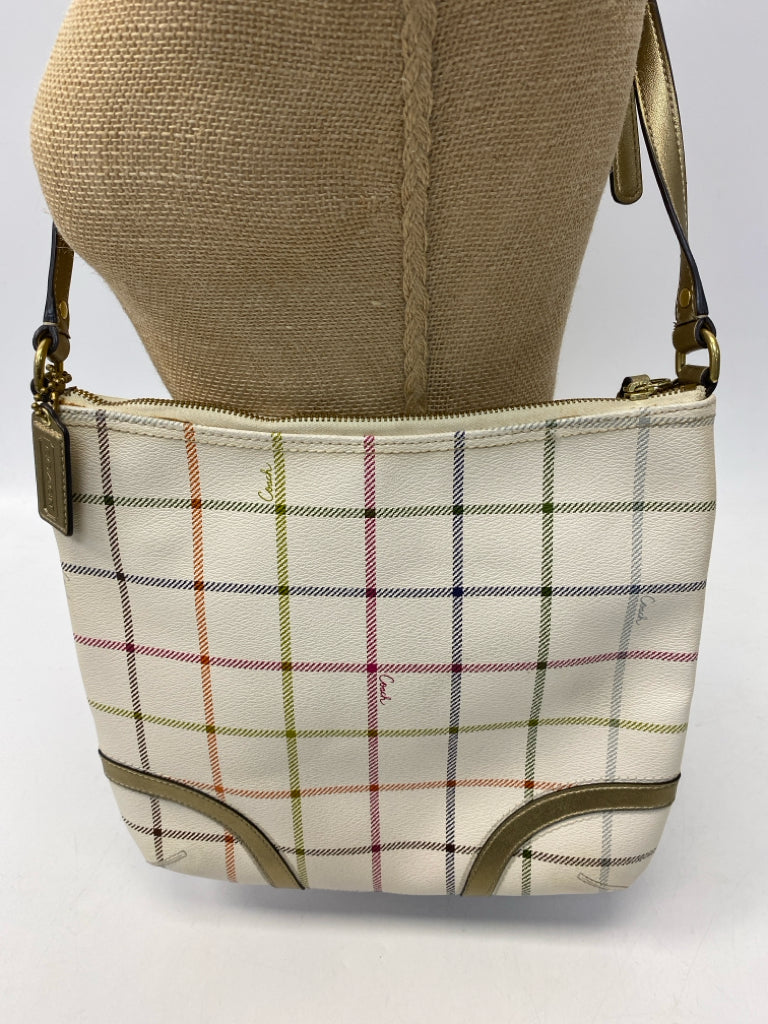 Coach US Size Cream Gold/Multi Plaid Crossbody