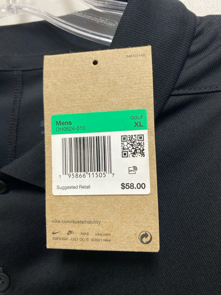NWT Nike Size XL Black Beige Embroidered Polo Men&