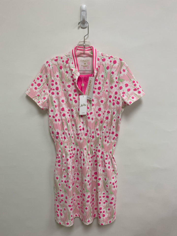 NWT LILLY PULITZER Size M Pale Pink White/Green Flowers Ladies 2pc Dress