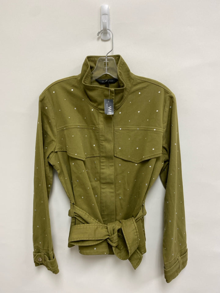 NWT Wht House/Blk Mkt Size M Olive Green Studded Zip Down Ladies Jacket