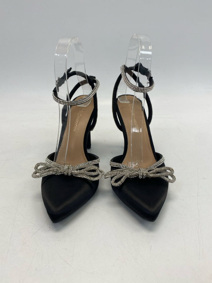 BCBG US Shoe Size 6.5 Black Silver Rhinestone(s) Heels