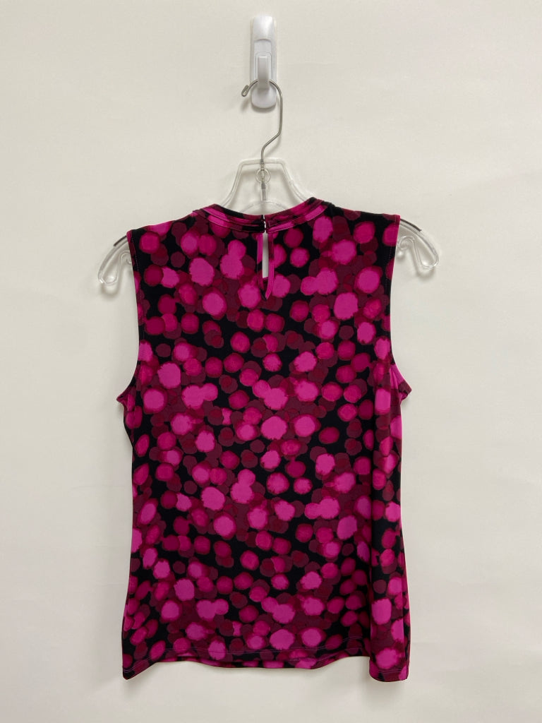NWT Karl Lagerfeld Size XS Black Magenta Dots Sleeveless Ladies Top