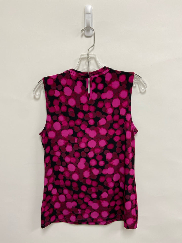 NWT Karl Lagerfeld Size XS Black Magenta Dots Sleeveless Ladies Top