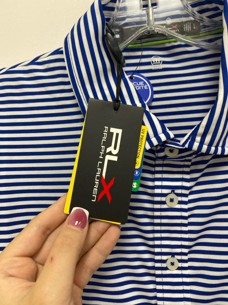 NWT Ralph Lauren Size L Royal Blue White Striped Polo Men&