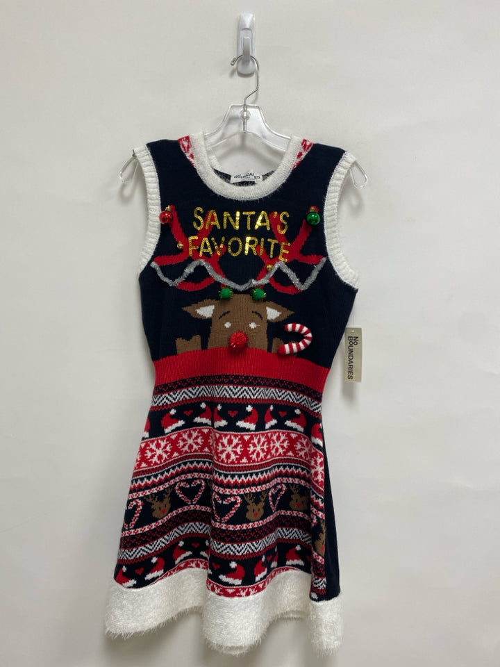 NWT No Boundaries Size S Black Red/White Christmas Sleeveless Ladies Dress