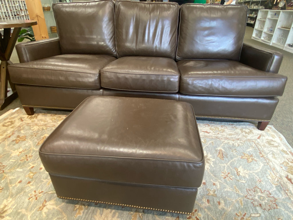 Hancock &amp; Moore Leather Sofa w/Ottoman