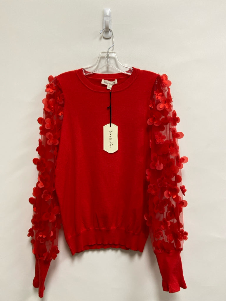 NWT Size L Red Applique Ladies Sweater