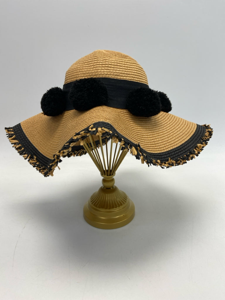 Betsey Johnson Brown Black Pom Pom Misc. Hat