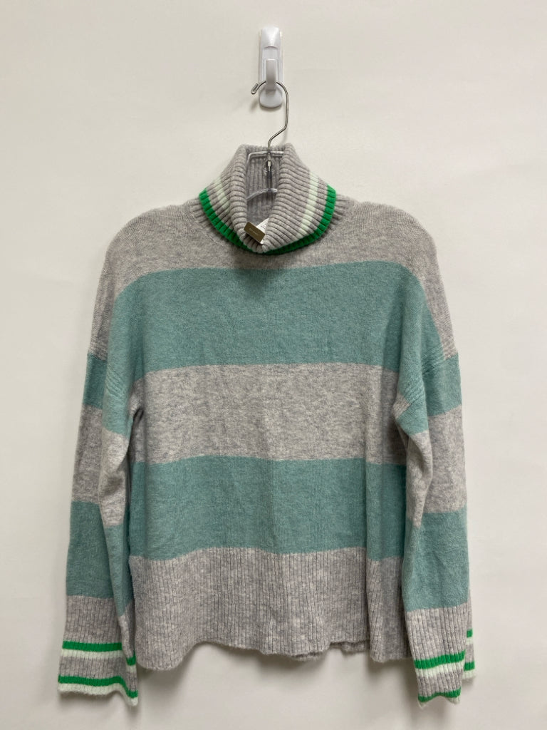 NWT J Crew Size XS Gray Seafoam Stripes Cowl Neck Ladies Sweater