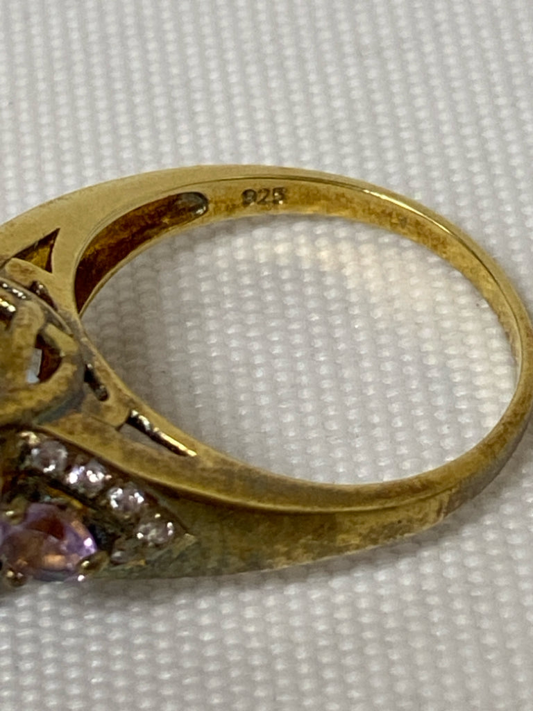 Pale Blue Purple/Gold Jeweled Ring
