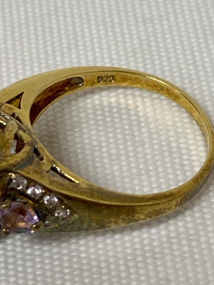 Pale Blue Purple/Gold Jeweled Ring