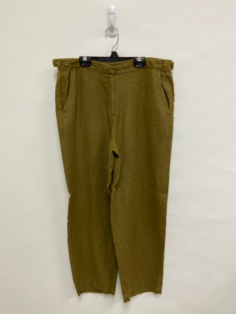 Eileen Fisher Size M Dark Olive Linen Ladies Pants