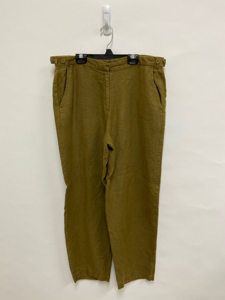 Eileen Fisher Size M Dark Olive Linen Ladies Pants