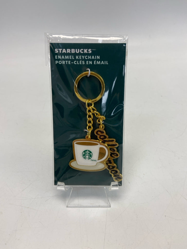 NEW/PKG Starbucks Gold White/Green Keychain