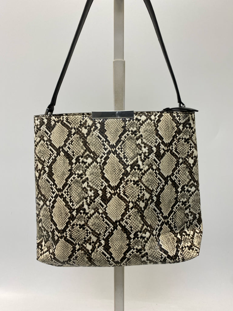 Calvin Klein Cream Brown Snakeprint Handbag
