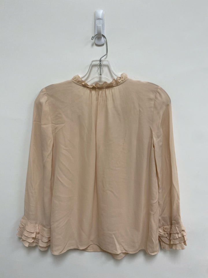 Rebecca Taylor Size 0 Dusty Peach Long Sleeve Silk Ladies Top