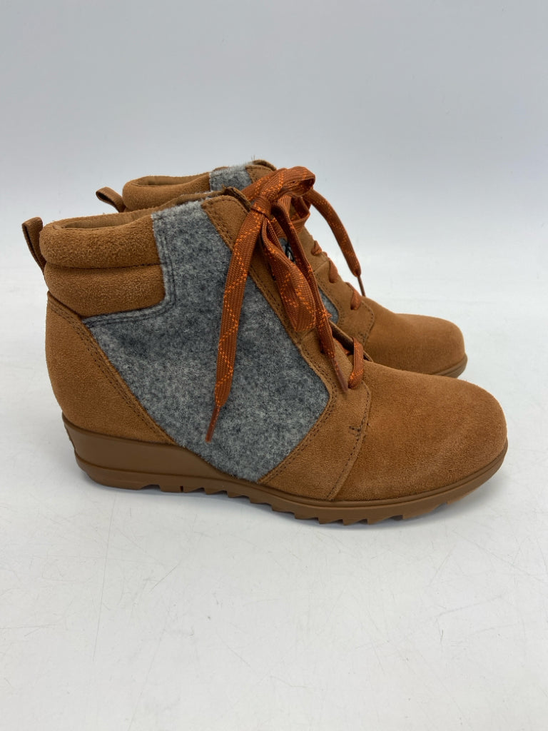 NWT Sorel US Shoe Size 8.5 Caramel Gray Lace-up Boots