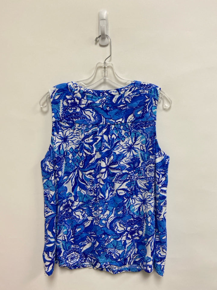 LILLY PULITZER Size XL Blue White Sleeveless Ladies Top