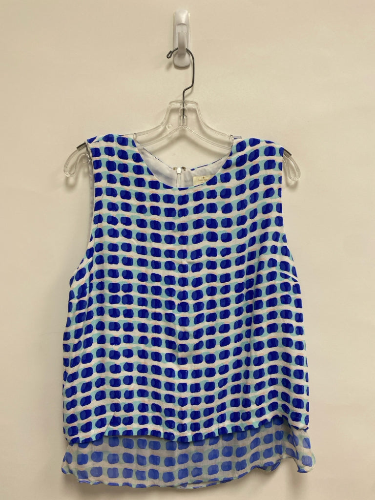 Kate Spade Size XL White/Blue Aqua/Pink Abstract Sleeveless Ladies Top