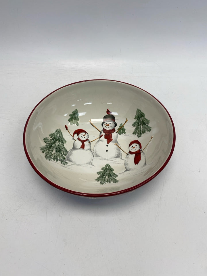 Dark Red White Snowman Christmas