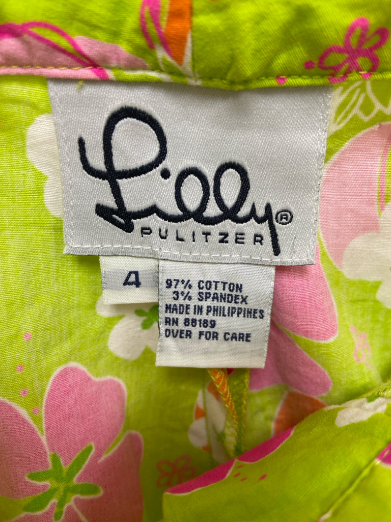 LILLY PULITZER Size 4 Neon Multi Flipflop Cropped Ladies Pants