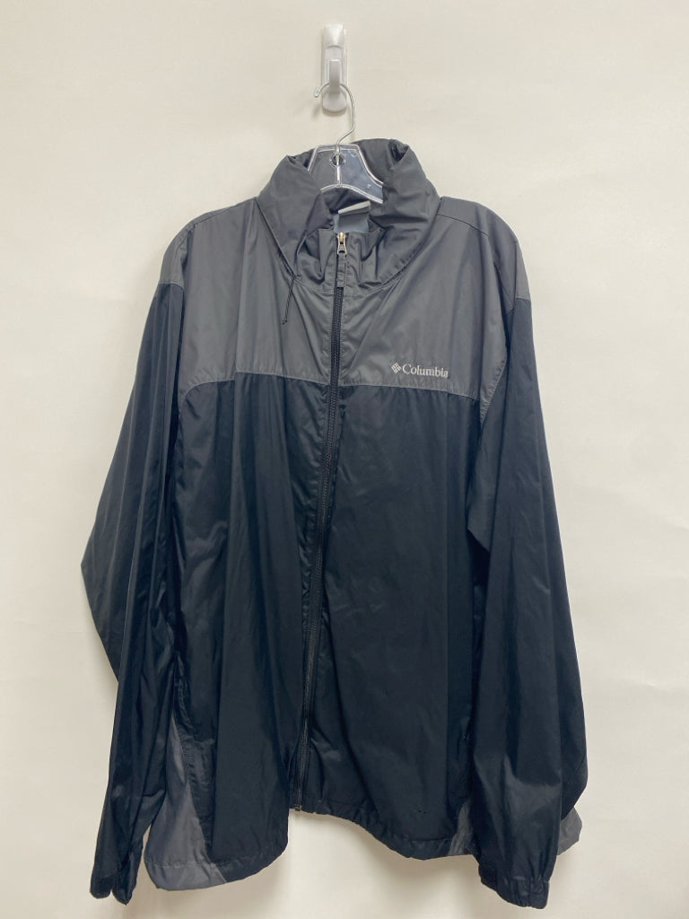 Columbia Size XXL Gray Black Hooded Zip Down Men&
