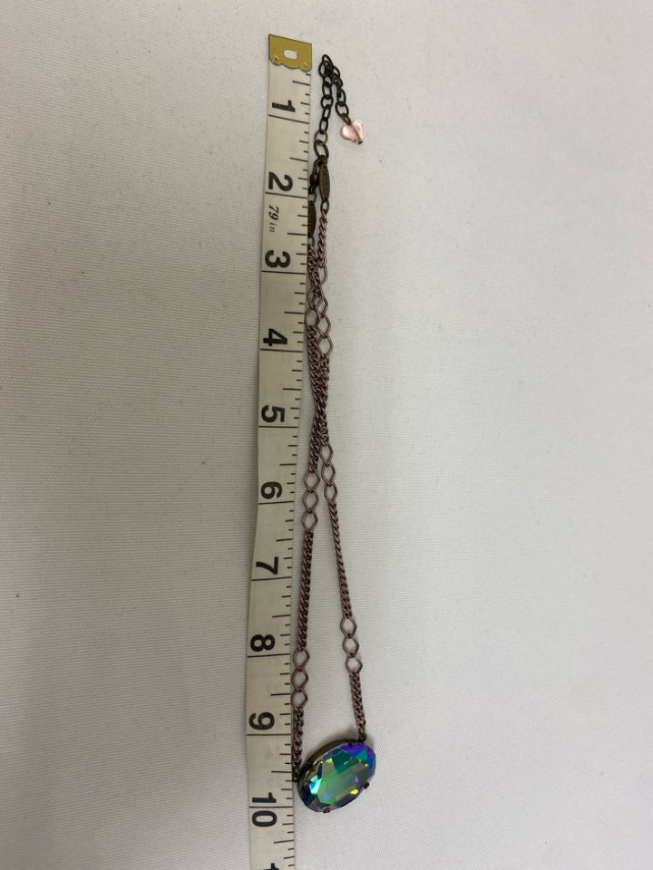 sabika Green/Blue Iridescent Jeweled Necklace