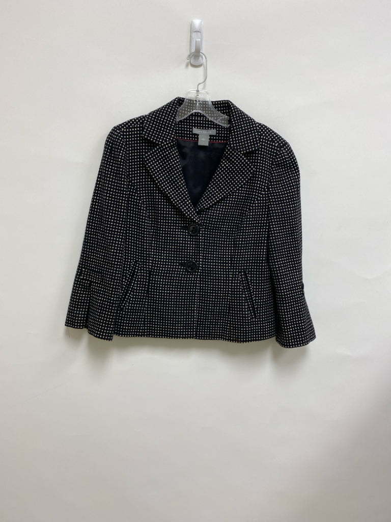 Ann Taylor Size 6 Black Cream Dots Button Up Wool Blend Ladies Jacket