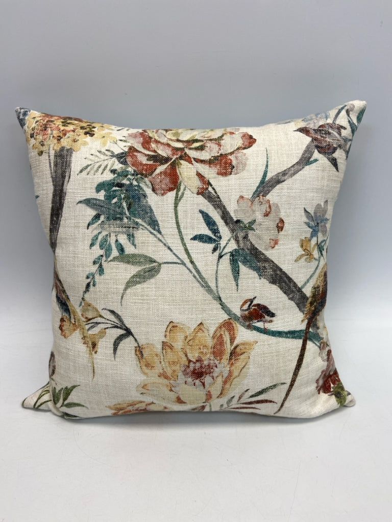 Cream Multi Color Flowers Pillow