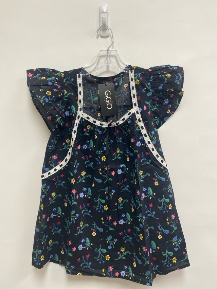 NWT GiGiO Size M Black Multi Color Flowers Ladies Top