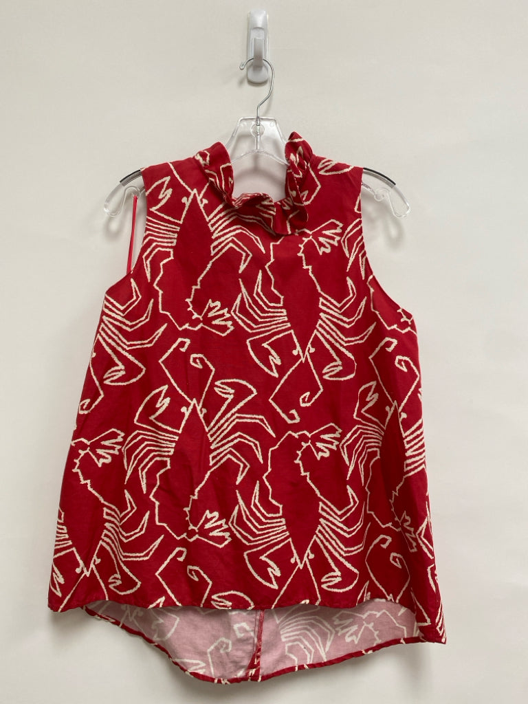 Tyler Boe Size L Red Cream Lobsters Sleeveless Ladies Top