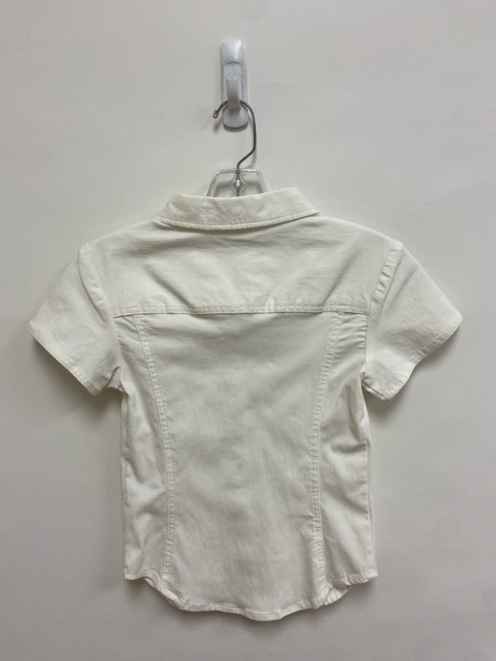 Silence + Noise Size S White Buttons Short Sleeve Ladies Top