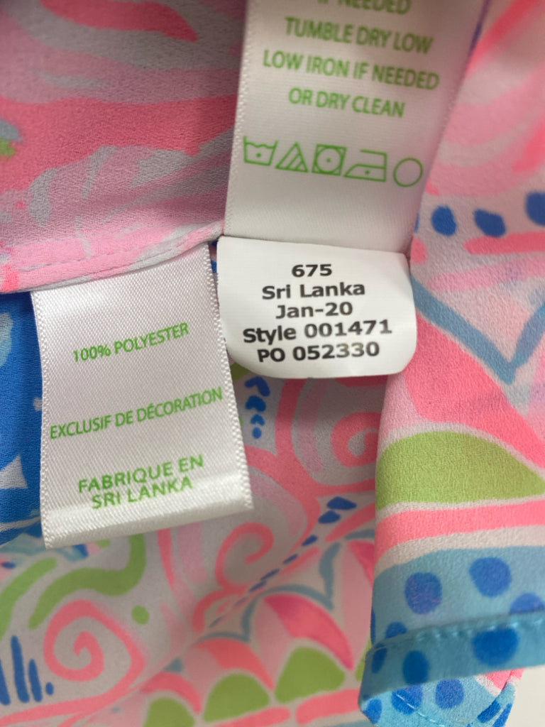 LILLY PULITZER Size S Pink/Blue White/Green Pleated Ladies Top