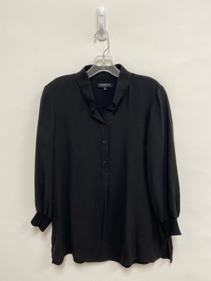 LAFAYETTE 148 Size L Black Quarter Button Ladies Top