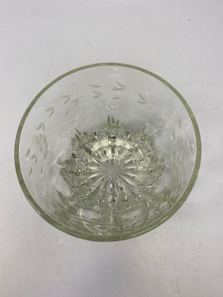 Princess House Clear Frosted Flowers Glass Ice Bucket