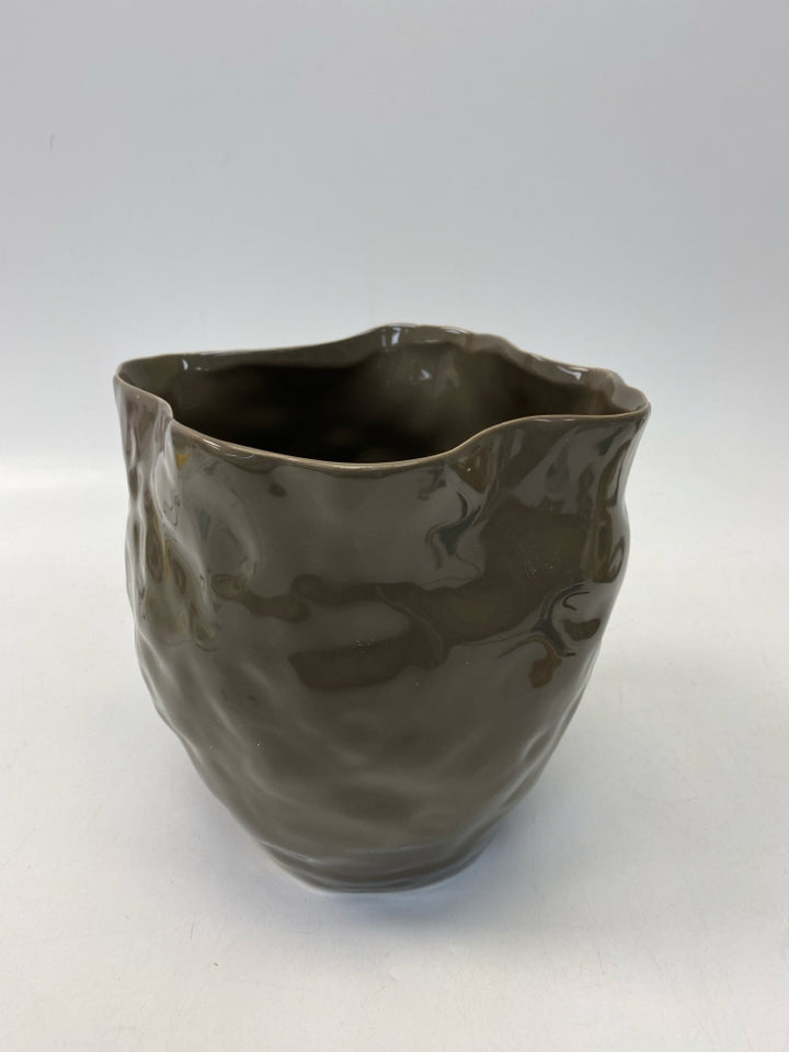 Taupe Thumbprint Ceramic Planter