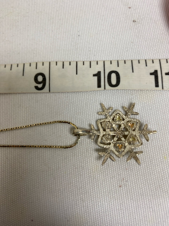 Silver Gold Color Snowflake Necklace