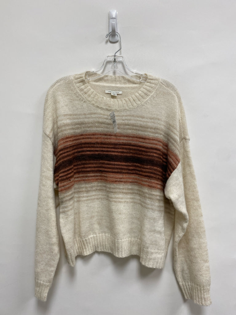 NWT American Eagle Size M Beige Coral/Brown Stripes Ladies Sweater