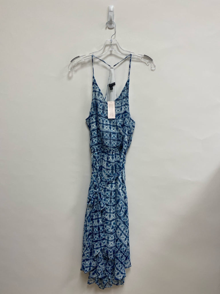 NWT Banana Republic Size MP Black Blue/White Print Sleeveless Petite Dress