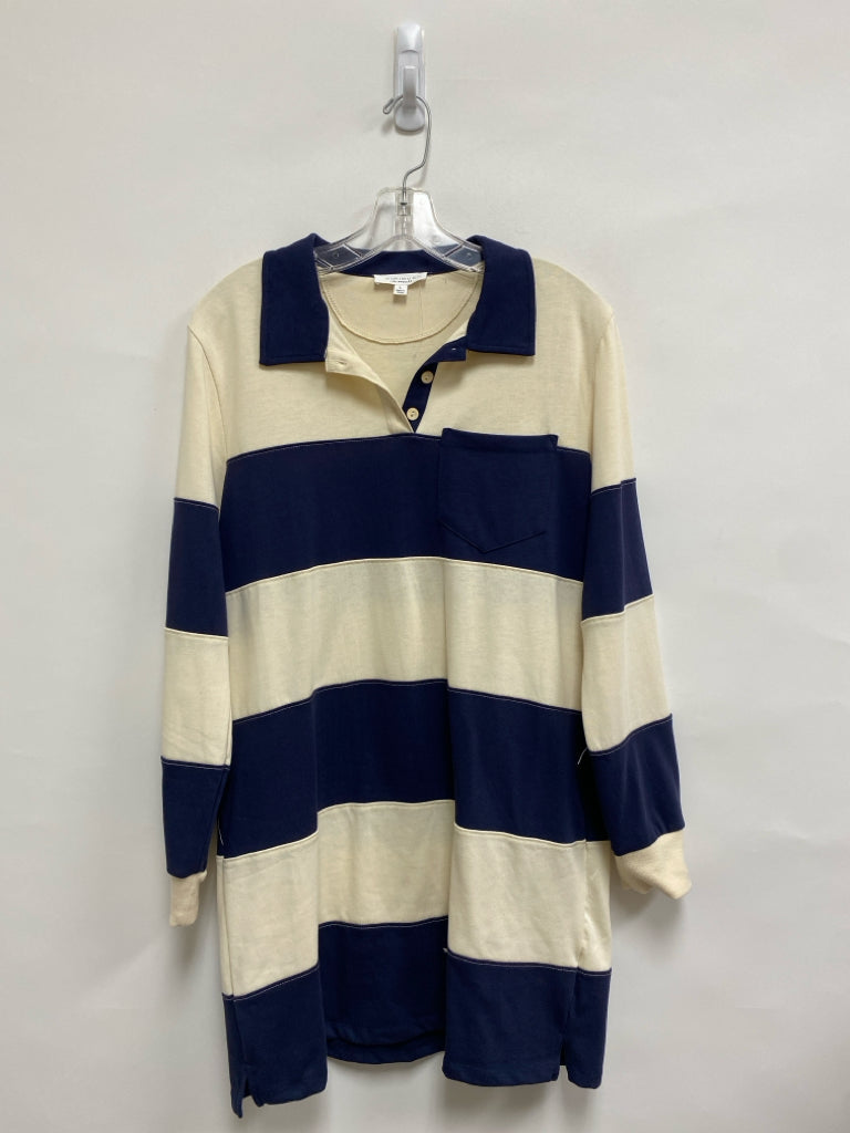 NWT Size L Cream Navy Striped Ladies Top
