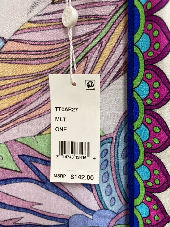 NWT Trina Turk Size OSFM Blue/White Green/Multi Print Batwing Ladies Kimono