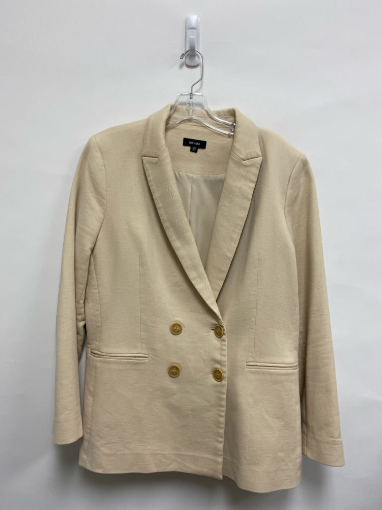 SAINT + SOFIA Size 12 Beige Double-Breasted Ladies Jacket
