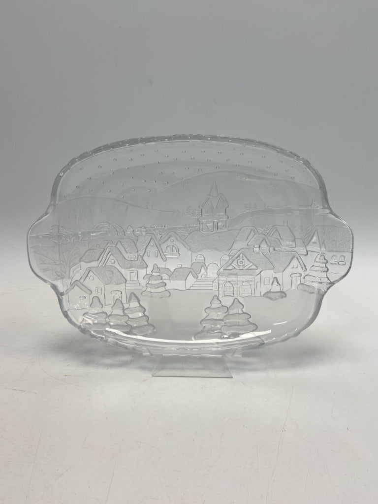 Frosted Clear Winter Glass Serving Piece