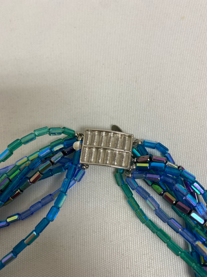 Vendome Aqua Iridescent Beaded Necklace